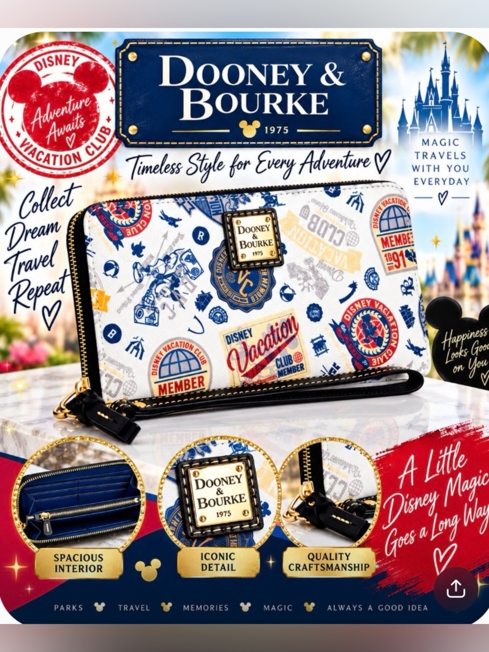 Dooney & Bourke Wallet Wristlet-Disney Vacation Club